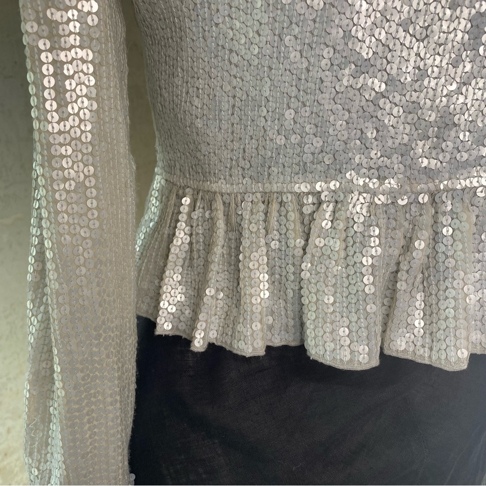 Generra Silver Sequin Cropped Jacket Top Y2k - image 5